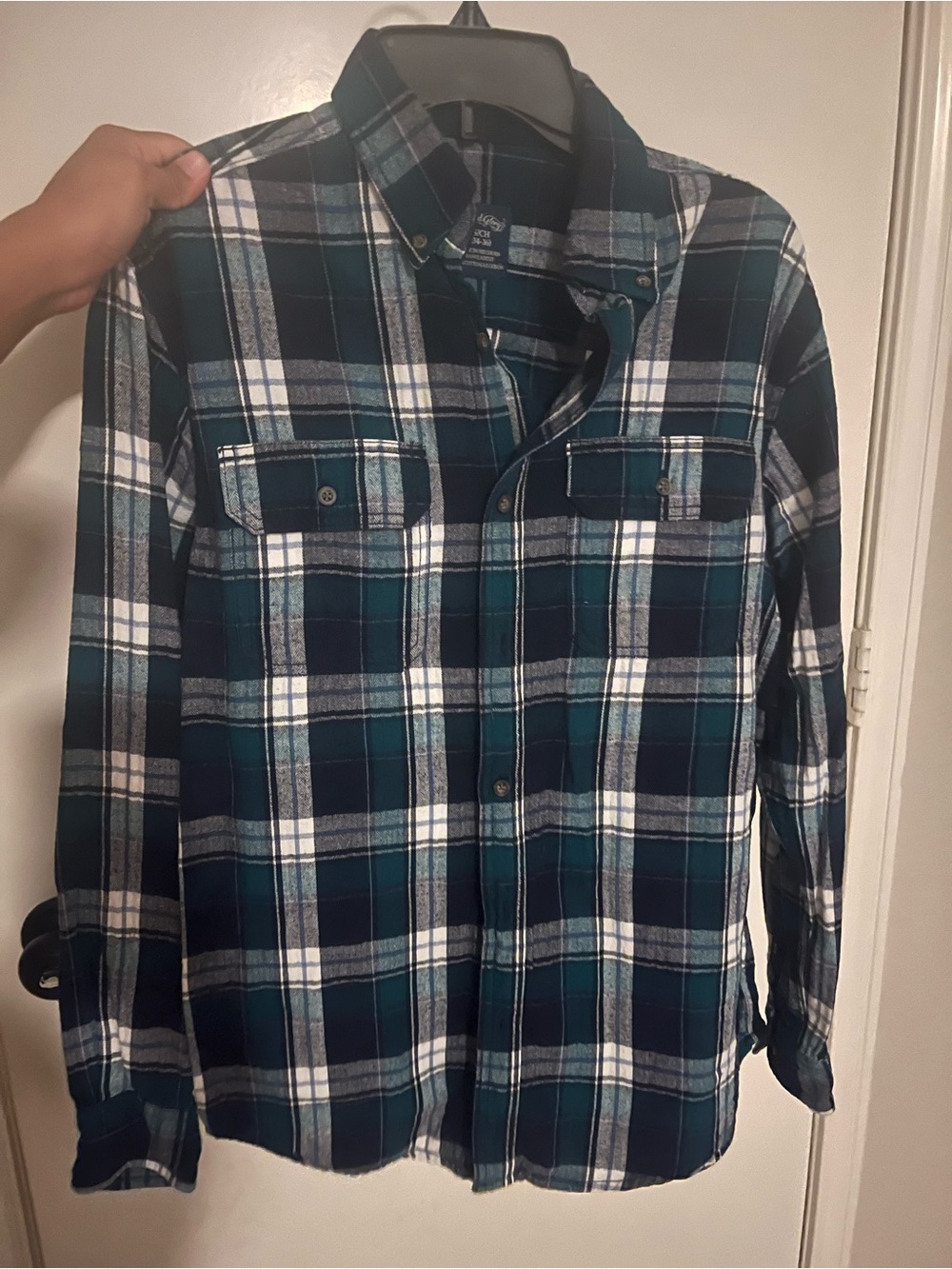 Women's Blue & Green Plaid Button-Down Shirt Size Small